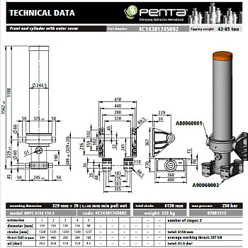 Гидроцилиндр подъема кузова HPFС 6180 174 5 IPH PENTA