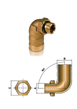 Фитинг всасывающий 1/2" угловой 90°, X T.25 латунный HYDROCAR/IPH