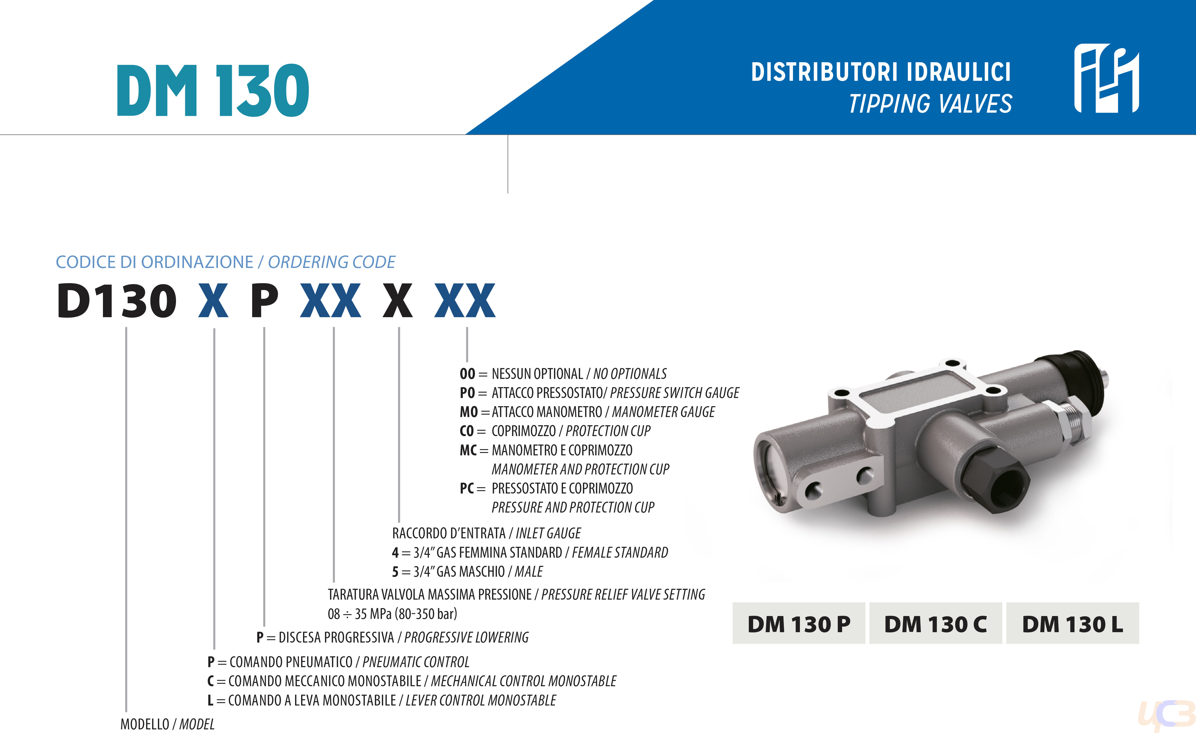 Распределитель самосвальный D130 3/4" HydroCar/IPH 130 л/мин, 190 bar (80-350 бар) PRESS+COPRIM