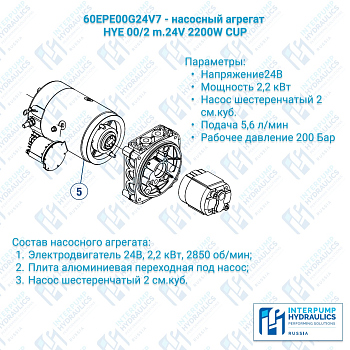 Насосная станция 2 КВт/24В/2 куб см HYE 00/2 IPH/Interpump Hydraulics